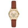 Time and Tru Women's Gold Tone Crystal Accent Watch with Faux Leather Strap
