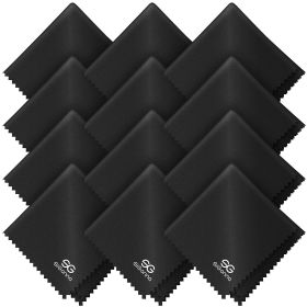 Microfiber Cleaning Cloth for Glasses Lens Cleaning Cloth Microfiber Cloth for Phone Screens Camera Lens 12 pcs Black