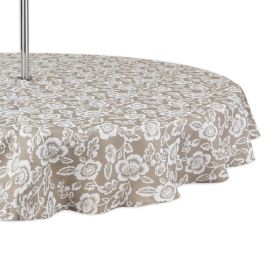 Outdoor Patio Table Decor Tablecloth with Zipper 60 Inch Round (Color: As pic show)